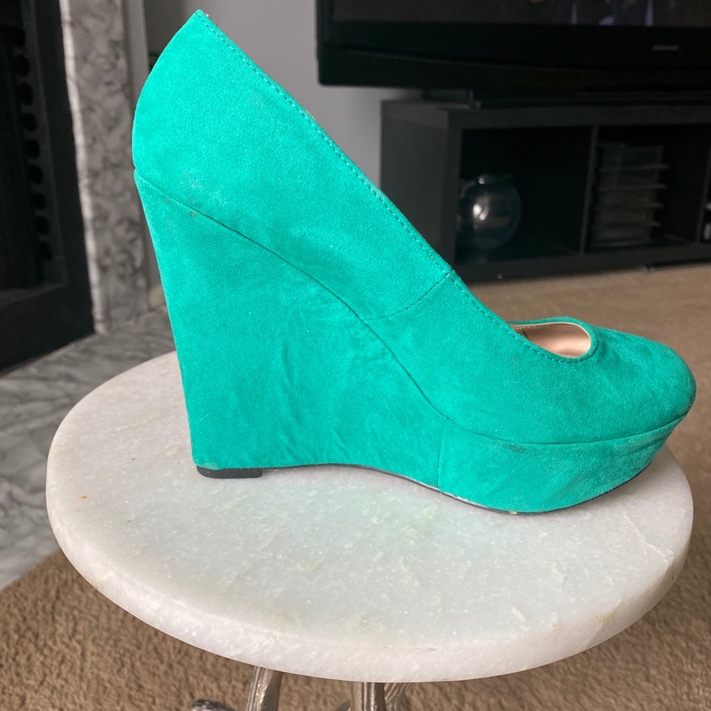 Teal wedge heel